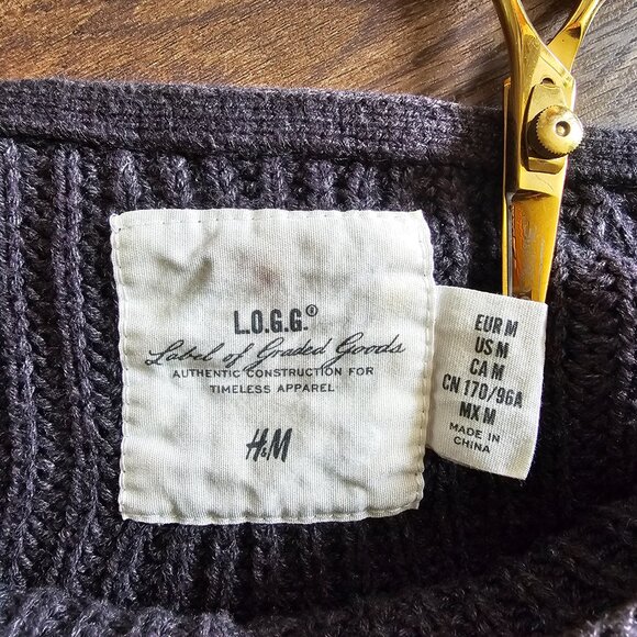 H&M Round Neckline High Low Knit Sweater with Studded Detail M Grey - Picture 6 of 8